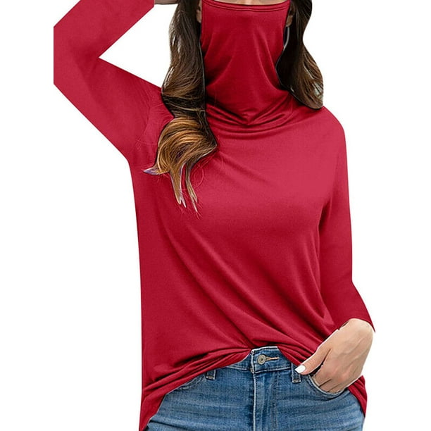 Womens Long Sleeve Shirt Plaid Turtleneck Sweatshirt Asymmetrical Button Casual Colorblock Tops 